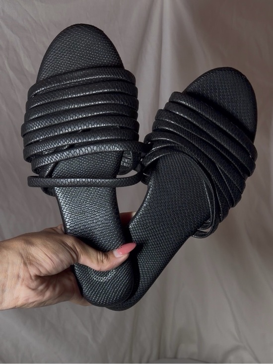 Shoes - Women's Black Strappy Slide Sandals